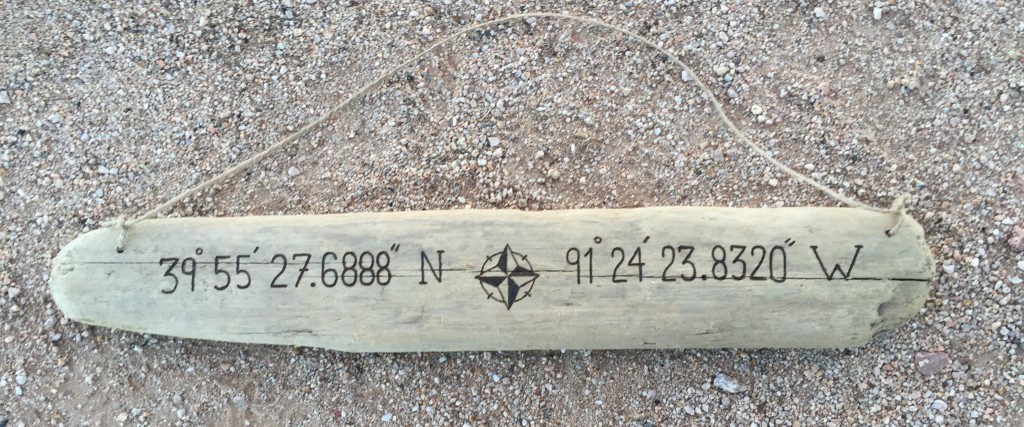GPS Coordinate Driftwood Sign